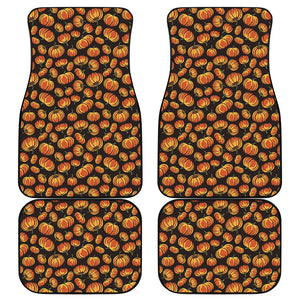 Orange Halloween Pumpkin Pattern Print Front and Back Car Floor Mats