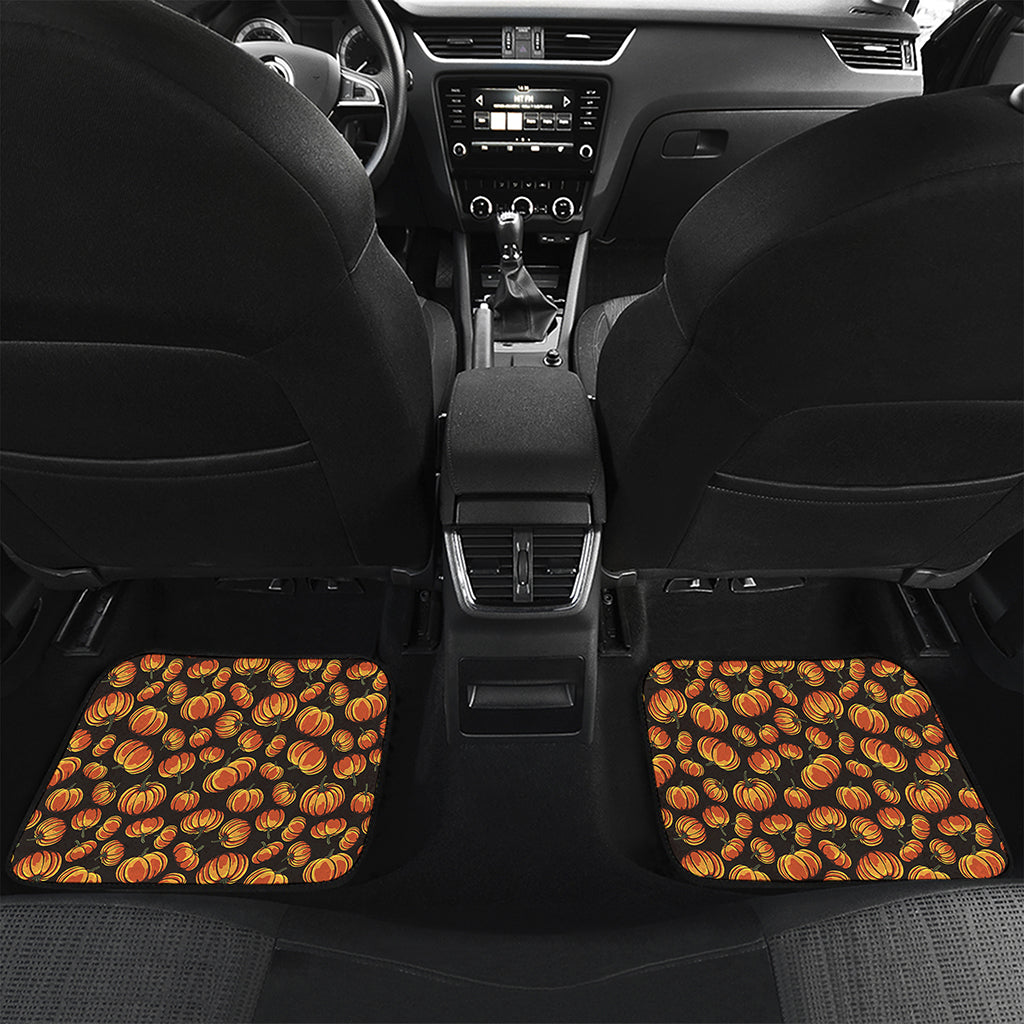 Orange Halloween Pumpkin Pattern Print Front and Back Car Floor Mats