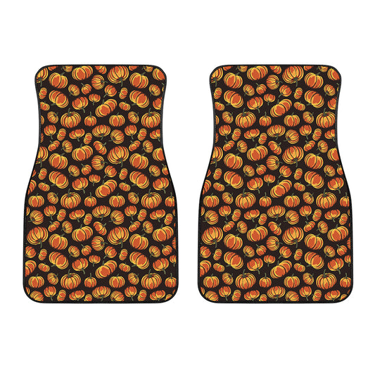 Orange Halloween Pumpkin Pattern Print Front Car Floor Mats