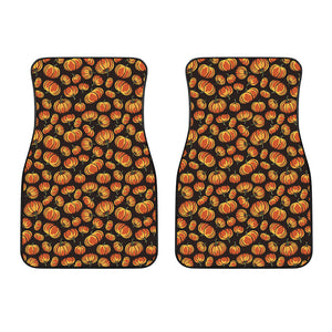 Orange Halloween Pumpkin Pattern Print Front Car Floor Mats