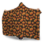 Orange Halloween Pumpkin Pattern Print Hooded Blanket