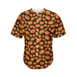 Orange Halloween Pumpkin Pattern Print Men's Baseball Jersey