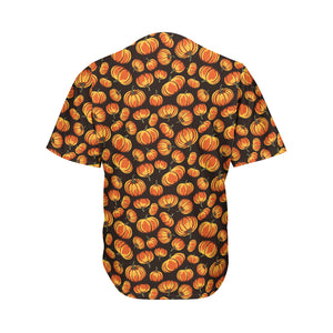 Orange Halloween Pumpkin Pattern Print Men's Baseball Jersey