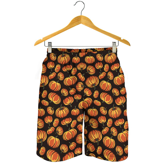 Orange Halloween Pumpkin Pattern Print Men's Shorts