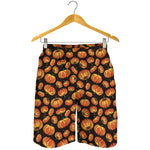 Orange Halloween Pumpkin Pattern Print Men's Shorts