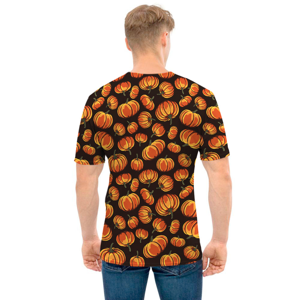 Orange Halloween Pumpkin Pattern Print Men's T-Shirt