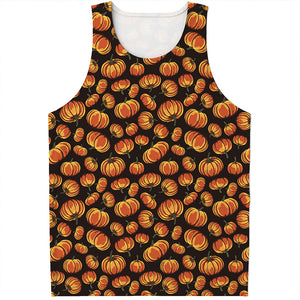 Orange Halloween Pumpkin Pattern Print Men's Tank Top