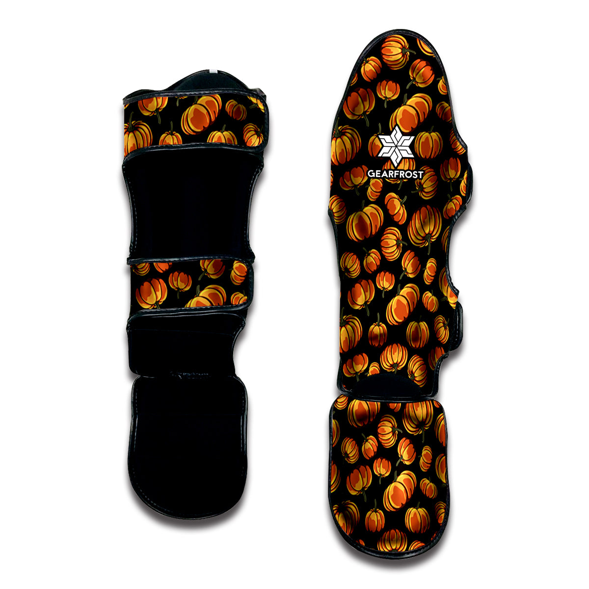 Orange Halloween Pumpkin Pattern Print Muay Thai Shin Guard