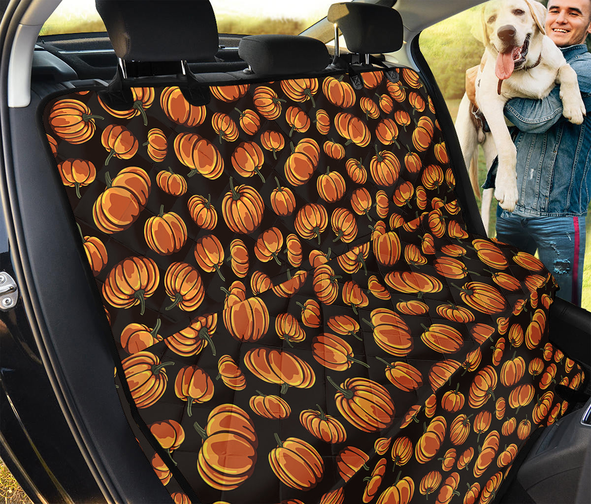 Orange Halloween Pumpkin Pattern Print Pet Car Back Seat Cover