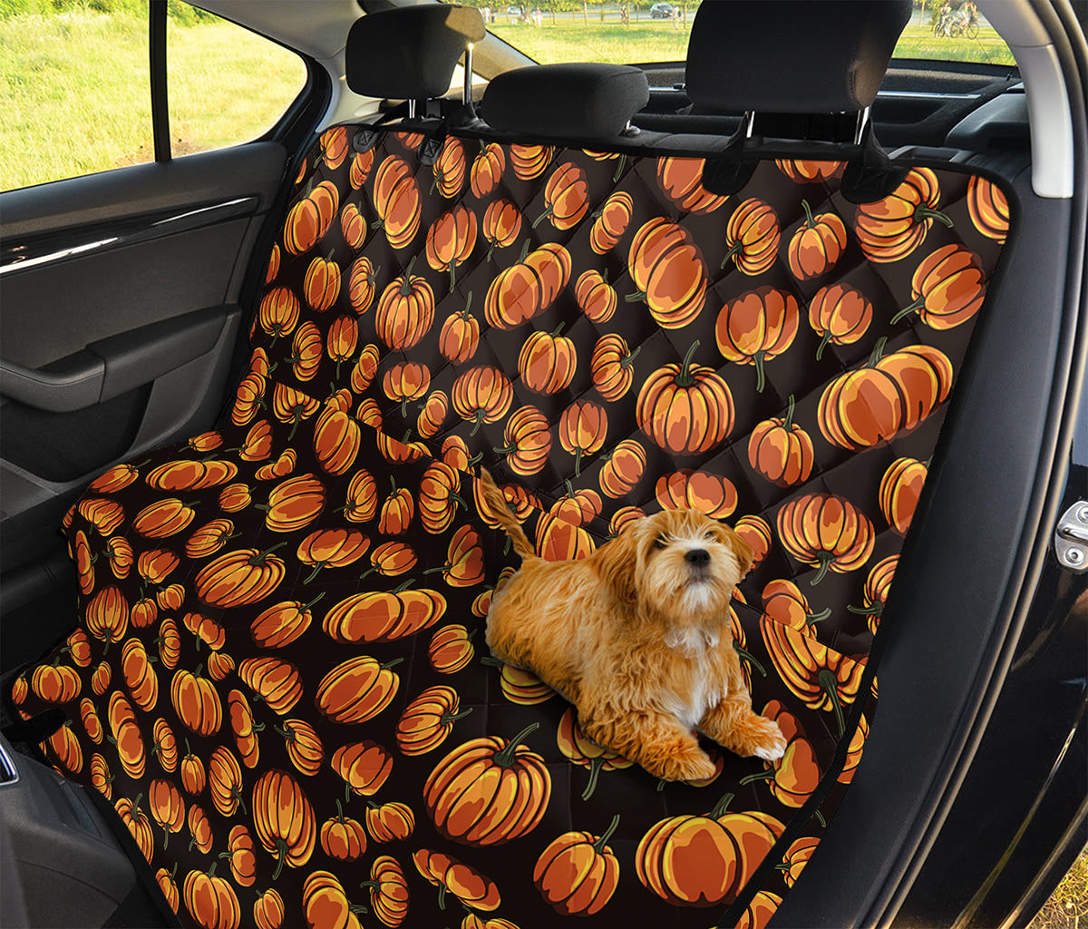 Orange Halloween Pumpkin Pattern Print Pet Car Back Seat Cover