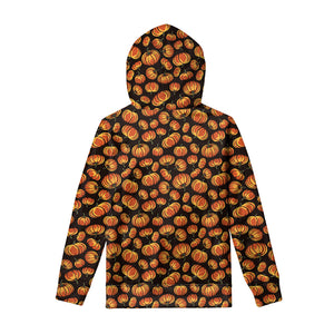 Orange Halloween Pumpkin Pattern Print Pullover Hoodie