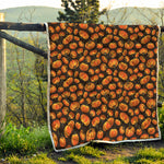 Orange Halloween Pumpkin Pattern Print Quilt