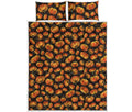 Orange Halloween Pumpkin Pattern Print Quilt Bed Set