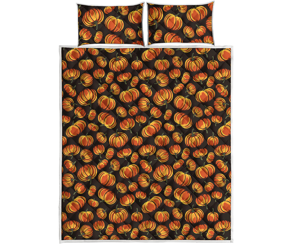Orange Halloween Pumpkin Pattern Print Quilt Bed Set