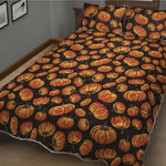 Orange Halloween Pumpkin Pattern Print Quilt Bed Set