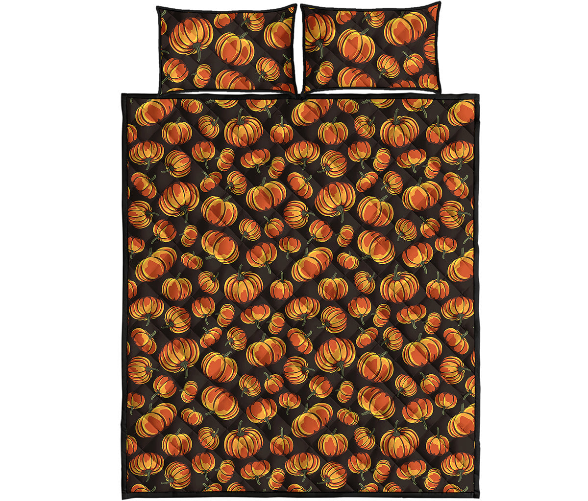 Orange Halloween Pumpkin Pattern Print Quilt Bed Set