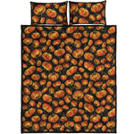 Orange Halloween Pumpkin Pattern Print Quilt Bed Set