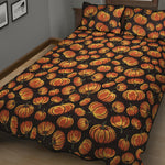 Orange Halloween Pumpkin Pattern Print Quilt Bed Set