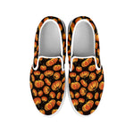 Orange Halloween Pumpkin Pattern Print White Slip On Shoes