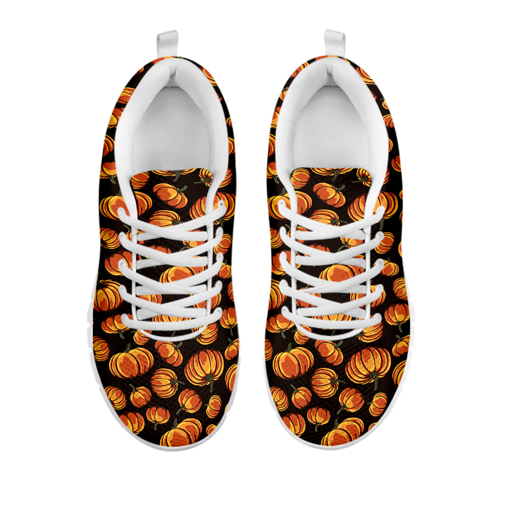 Orange Halloween Pumpkin Pattern Print White Sneakers