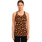 Orange Halloween Pumpkin Pattern Print Women's Racerback Tank Top