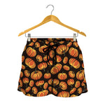 Orange Halloween Pumpkin Pattern Print Women's Shorts