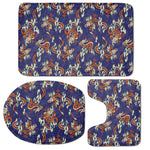 Orange Japanese Dragon Pattern Print 3 Piece Bath Mat Set