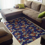 Orange Japanese Dragon Pattern Print Area Rug GearFrost