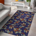 Orange Japanese Dragon Pattern Print Floor Mat
