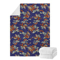 Orange Japanese Dragon Pattern Print Blanket