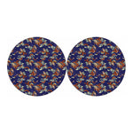 Orange Japanese Dragon Pattern Print Car Coasters