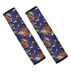 Orange Japanese Dragon Pattern Print Car Seat Belt Covers