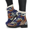 Orange Japanese Dragon Pattern Print Comfy Boots GearFrost