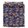 Orange Japanese Dragon Pattern Print Duvet Cover Bedding Set