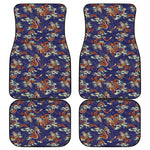 Orange Japanese Dragon Pattern Print Front and Back Car Floor Mats