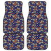 Orange Japanese Dragon Pattern Print Front and Back Car Floor Mats