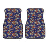 Orange Japanese Dragon Pattern Print Front Car Floor Mats