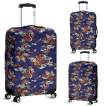 Orange Japanese Dragon Pattern Print Luggage Cover GearFrost