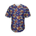Orange Japanese Dragon Pattern Print Men's Baseball Jersey