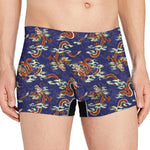 Orange Japanese Dragon Pattern Print Men's Boxer Briefs