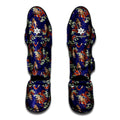 Orange Japanese Dragon Pattern Print Muay Thai Shin Guards