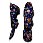 Orange Japanese Dragon Pattern Print Muay Thai Shin Guard
