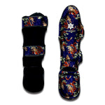 Orange Japanese Dragon Pattern Print Muay Thai Shin Guard