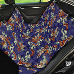 Orange Japanese Dragon Pattern Print Pet Car Back Seat Cover