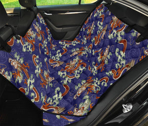 Orange Japanese Dragon Pattern Print Pet Car Back Seat Cover