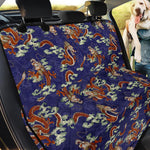 Orange Japanese Dragon Pattern Print Pet Car Back Seat Cover