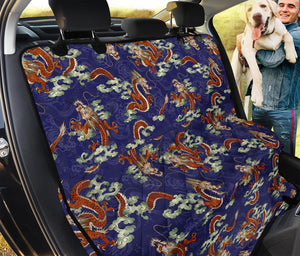 Orange Japanese Dragon Pattern Print Pet Car Back Seat Cover