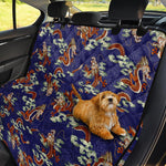 Orange Japanese Dragon Pattern Print Pet Car Back Seat Cover