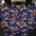 Orange Japanese Dragon Pattern Print Pet Car Back Seat Cover