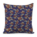 Orange Japanese Dragon Pattern Print Pillow Cover